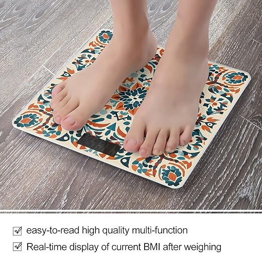 Folk Style Pattern Scale for Body Weight Smart Scales Digital Bathroom Scale High Precision Weighing Scales with Large Display Weighing Machine for People
