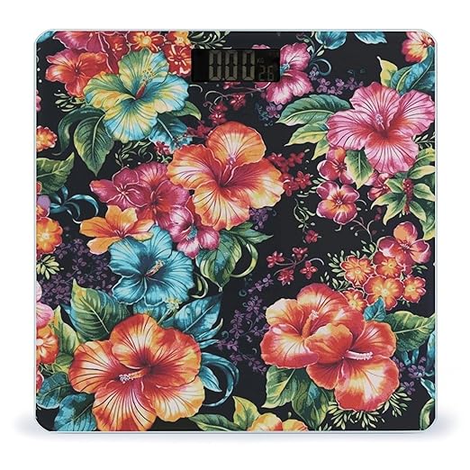 Beautiful Hibiscus Flower Scale for Body Weight Digital Bathroom Scale Accurate Smart Weight Scales with Large Display Weighing Machine High Precision Scales