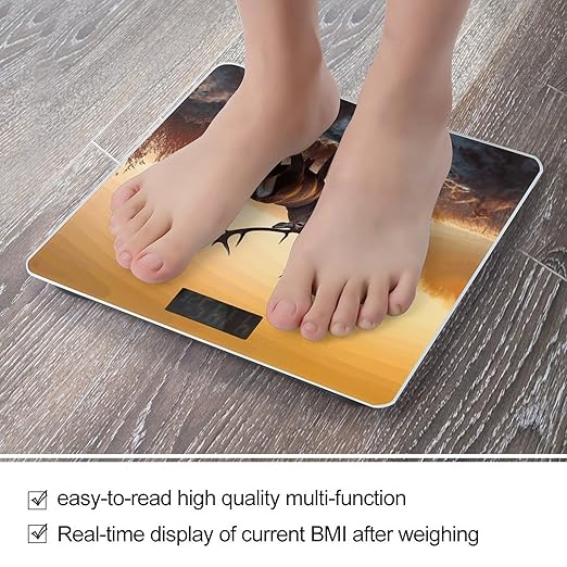 Landscape Deer Scale for Body Weight Accurate Digital Bathroom Scale Toughened Glass High Precision Scales Smart Weight Scales with Large LCD Backlight Display Weighing Machine