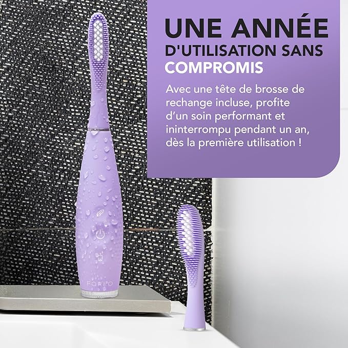 FOREO ISSA 4 Plus Sonic Electric Toothbrush - 4-in-1 AI-Guided Rechargeable Toothbrush Bundle with Extra Silicone &amp Polymer Hybrid Brush Head Soft Bristles Whitening Teeth - Lavander