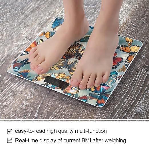 Butterflies Scale for Body Weight Smart Scales Digital Bathroom Scale High Precision Weighing Scales with Large Display Weighing Machine for People