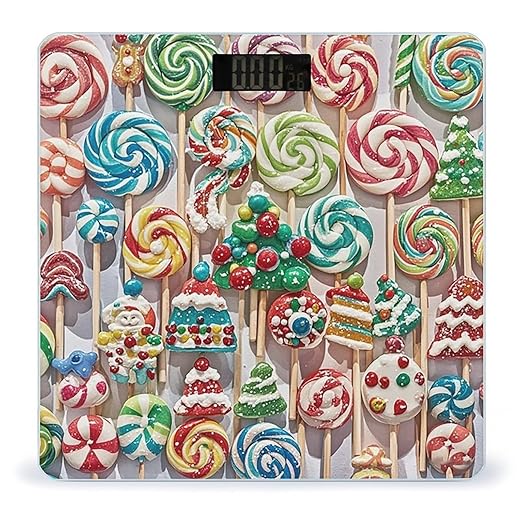 Christmas Candy Scale for Body Weight Highly Accurate Digital Bathroom Body Scale Digital Bathroom Scales for People Anti-Slip Large LCD Display Smart Scales