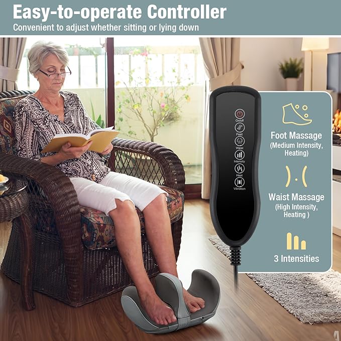 ARLIME Foot Massager with Heat Electric Deep Kneading Waist Massager with Vibration for Pain Relief Blood Circulation Foot and Calf Massage Gifts