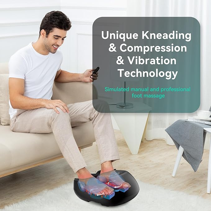 Snailax Foot Massager with Heat Compression Vibration Shiatsu Feet Massager for Plantar Fasciitis Neuropathy Remote Control Up to Size 13 Gifts for Dad Mom Heated Foot Warmer