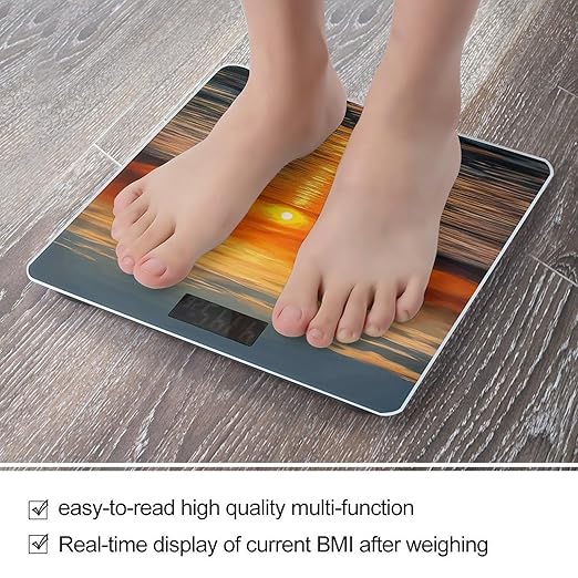 Sunrise Sailing Boat Bathroom Scale Large LCD Backlight Display Digital Scale Rounded Corners Body Scales Automatic Power On/Off Bathroom Scales for Home Bedrooms