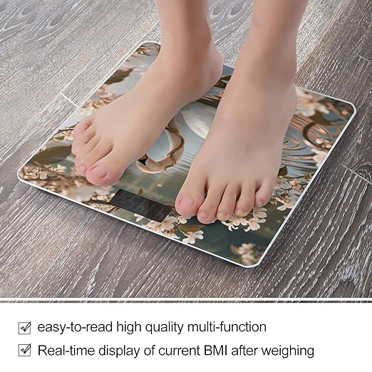 Graceful Crane Scale for Body Weight Sturdy Tempered Glass Weighing Scales with LCD Display Accurate Digital Bathroom Scale Convenient Body Fat Smart Scales Easy Read