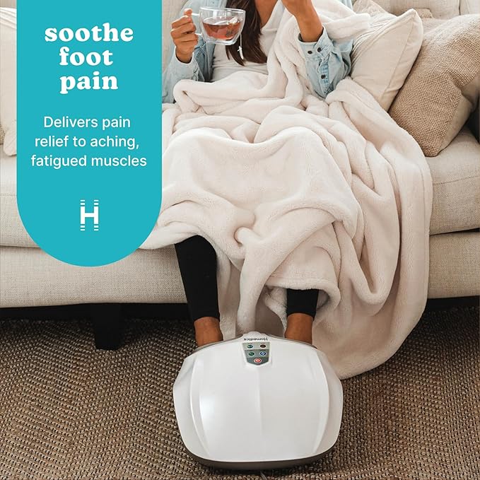 Homedics Shiatsu Air 2.0 Foot Massager with Soothing Heat and Rhythmic Air Compression 3 Customized Controls and Intensities Washable Liner at-Home Kneading Massage Relaxes Feet 3 Speed Options