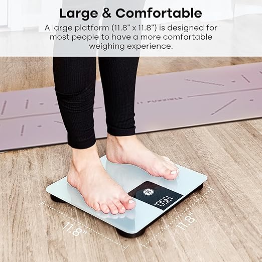 GE Bathroom Scale for Body Weight Digital Weight Scales 500lb Heavy Duty Measuring Device for People Accurate BMI Weighing Machine with Bluetooth White