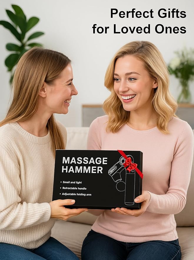 Foldable Massage Gun Deep Tissue with Retractable HandleBack and Neck Massager for Pain ReliefHandheld Massager for Shoulder Lower Leg Waist– Perfect Gifts for Women  Father Mother Friends