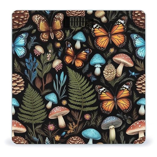 Women's Fashion Automatic Switch Digital Bathroom Weighing Scale Smart Scale Goth Moon Frogs Moth Magical Mushroom Leaves