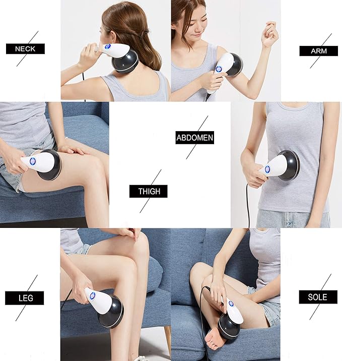 Handheld-Cellulite Massager Body Sculpting-Machine Full Body Massager Hand Held Back-Massager Electric Foot Massager Body Shaper for Women Celulitis-Remover Machine with 4 Massage Wand Attachment