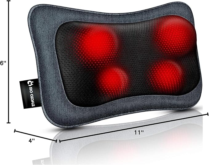 Mo Cuishle Electric Shiatsu Back Massager with Heat - Powerful 3D Kneading for Neck Shoulder Lower Back Pain Relief - Ergonomic Design for Home Office &amp Car - Gifts for Women Men Mom &amp D