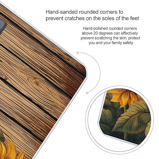 Paint Wooden Board Sunflower Scale for Body Weight Digital Bathroom Scale Accurate Smart Weight Scales with Large Display Weighing Machine High Precision Scales