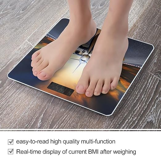 Backpack Airplane Scale for Body Weight Safe Rounded Corners Tempered Glass Digital Bathroom Scale LED Display 400lb Capacity Weight Scales with High Precision Sensors