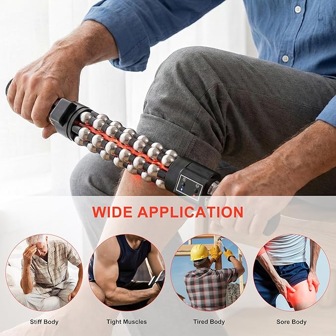 Elitzia Handheld Deep Tissue Massager with Heat - 3 Speed for Pain Relief Promotes Blood Circulation &amp Muscle Relaxation 3 Temp Settings (95°F/113°F/122°F) Body Massager ETDH010