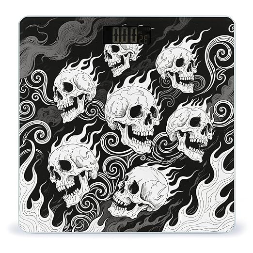 Skull Bathroom Scale for Body Weight Bathroom Digital Electronic Weighing Scale with Back Lit LED Display Sturdy Tempered Glass Weight Watchers Scales 400lb