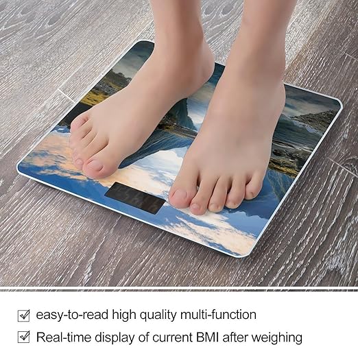 Fiordland National Park Digital Bathroom Scale for Body Weight Weighing Scale with Backlit LCD Display High Precision Measurements &amp Measures Weight Up to 180kg