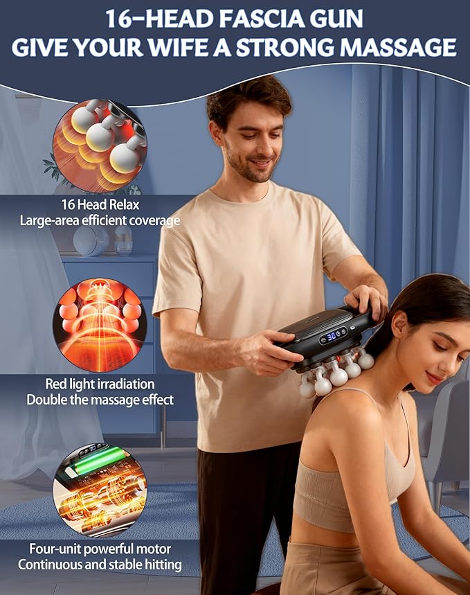 16 Ball Massager 16 Head Massage Gun Deep Tissue in 5 Minutes 3 Modes &amp 30 Intensities Ultra-Quiet Masajeador de Espalda y Cuello for Shoulder Back Waist