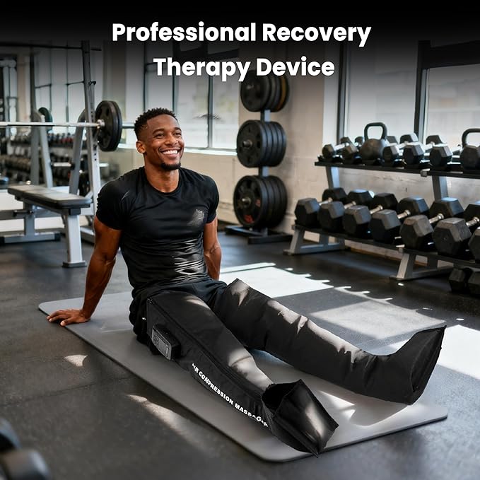 Professional Air Compression Leg Massager for Circulation and Pain Relief Cordless Full Leg Recovery Boots with Dual Controllers Sequential Compression Therapy Machine - Pair M