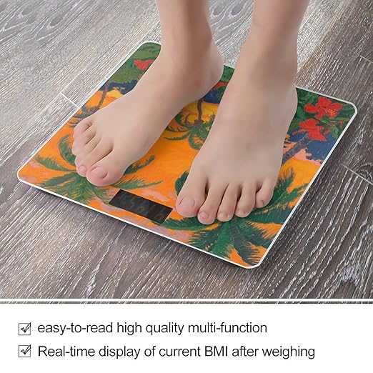 Gauguin Tropical Sunset Scale for Body Weight Sturdy Tempered Glass Weighing Scales with LCD Display Accurate Digital Bathroom Scale Convenient Body Fat Smart Scales Easy Read