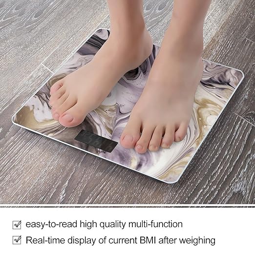 Marble Texture Smart Scale for Body Weight Accurate Bathroom Scale with LED Display Digital Weight Scales Weighing Machine High Precision Scales for Bath Home