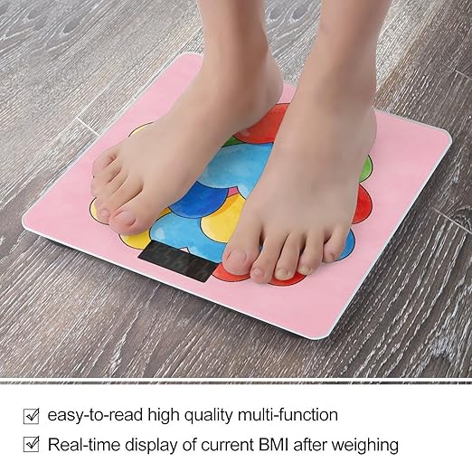 Colorful Heart Lovely Cute Pink Weight ScaleClear LED Display Bathroom Digital Weighing ScaleTempered Glass Digital Bathroom Scale for Body Weight Capacity Up to 400 Lbs