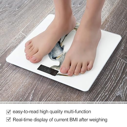 Long-beaked HeronScale for Body Weight with LCD High Precision Weighing Scales Fashion Sturdy Tempered Glass Weight Scales Easy-to-Read Digital Bathroom Scale for Daily 400lb