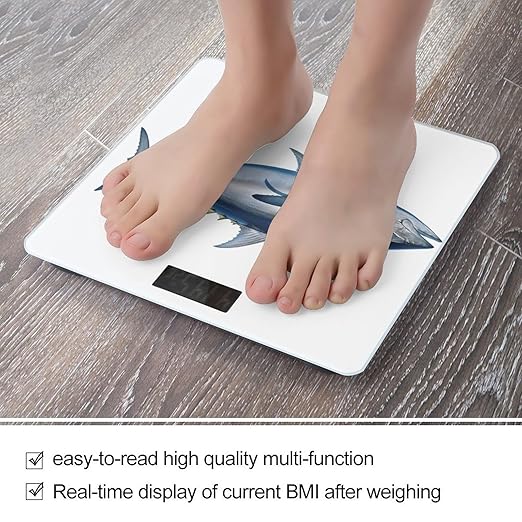 Tuna Thunnus Scale with LCD Easy-to-Read Anti-Slip Weight Digital Bathroom Scale Precision Weighing Scales Sturdy Tempered Glass Body Weight Scales for Daily Use