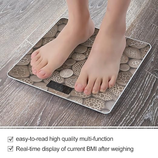 Petoskey Stone Weight ScaleClear LED Display Bathroom Digital Weighing ScaleTempered Glass Digital Bathroom Scale for Body Weight Capacity Up to 400 Lbs