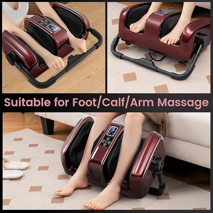 ARLIME Foot Massager with Heat Deep Kneading Shiatsu Massage Machine for Muscle Arm Relaxation Feet and Calf Massager Gifts for Adults (Red)