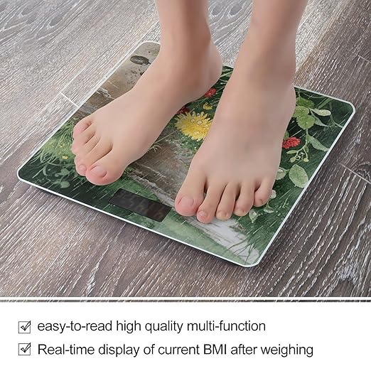 Wildflowers Daisy Weight Scale Large Bathroom Scales Digital Weight with Bright LED Display Non Slip Automatic Weighing Scale Fashion Weighing Machine for Body