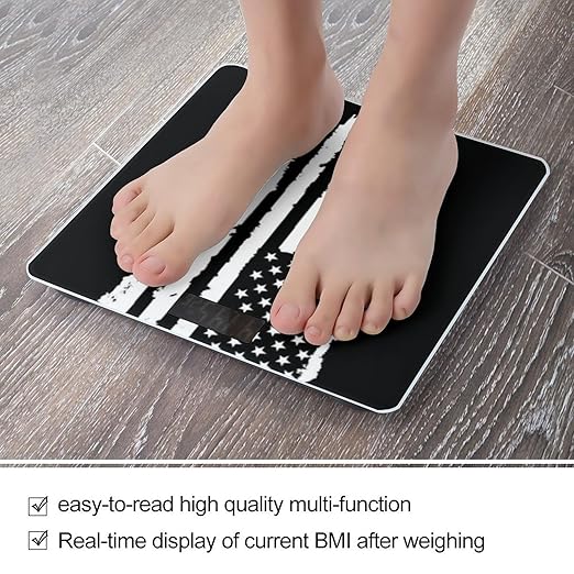 Energy Saving Scale Bathroom Weighing Scale Smart Scale for Body Weight Digital Black and White Gun Design American Flag