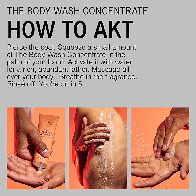 AKT The Body Wash Concentrate 3.4 Fl Oz Natural Shower Gel with Skin-Balancing Prebiotics Body Wash Women &amp Men with Olive Squalane &amp Vitamin E Sc.02 After Thunder All Genders