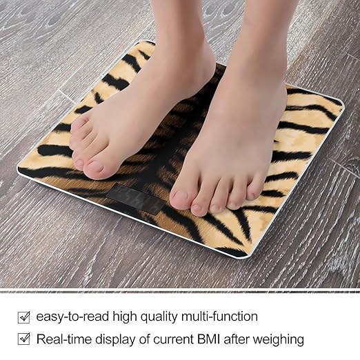 Men's Fashion Automatic Switch Digital Bathroom Weighing Scale Smart Scale Cool Tiger Fur Skin Print
