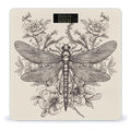 Hand Drawn Floral Dragonfly Weight Scale Large Bathroom Scales Digital Weight with Bright LED Display Non Slip Automatic Weighing Scale Fashion Weighing Machine for Body