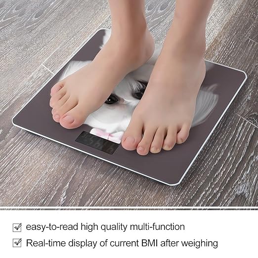 Lovely Maltese DogScale for Body Weight with LCD High Precision Weighing Scales Fashion Sturdy Tempered Glass Weight Scales Easy-to-Read Digital Bathroom Scale for Daily 400lb