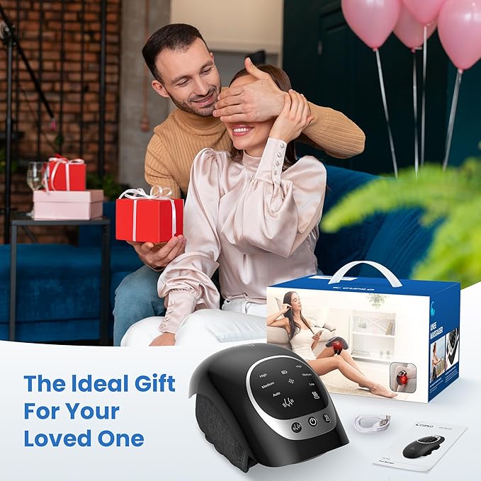 Knee Massager with Heat - Heating and Vibrating Pain Relief Knee Massager for Arthritis Gifts for Elderly Dad Mom