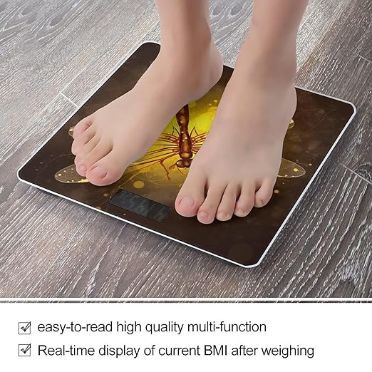Abstract Yellow Dragonfly Bathroom Scale Weight Scale for Body WeightHighly Accurate Digital Weighing Machine Clear LED Display Digital Bathroom Body Scale 400lb/182kg