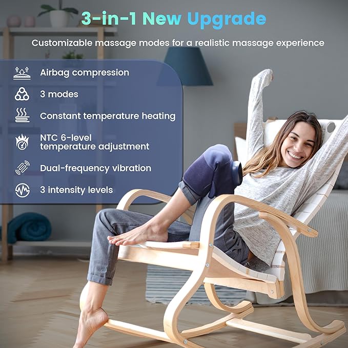 Creliver Knee Massager with Heat Cordless Heating Pad for Knee with 6 Heat Levels &amp 3 Vibration Modes &amp 3 Massage Modes Gifts for Dad Mom