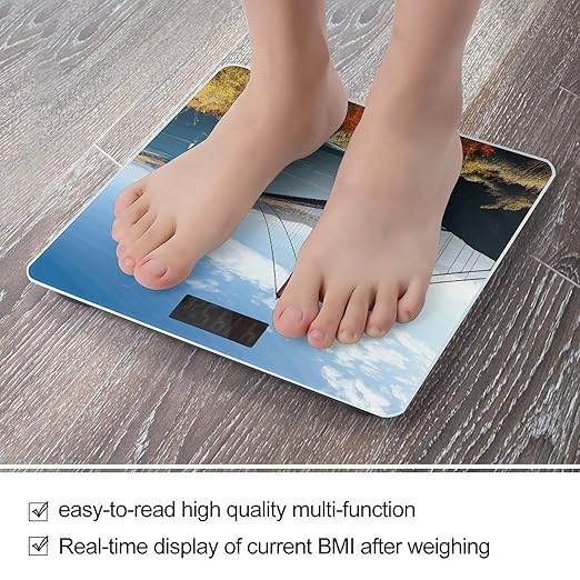 San Francisco Golden Gate Bridge Bathroom Scale Rounded Smart Scale for Body Weight Automatic Power On/Off Weight Scales Accurate Bathroom Digital Scales for Pet Home Bedroom Kitchen