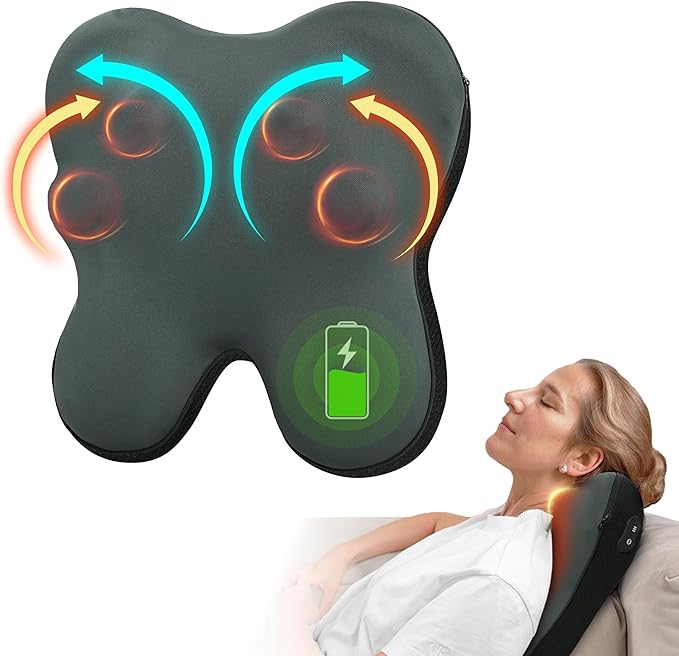Cordless Back Massager FSA Eligible HSA Shiatsu Neck Massager with Heat for Muscle Pain Relief Kneading Massage Pillow for Neck Back Shoulder Birthday Day Gifts for Women Men