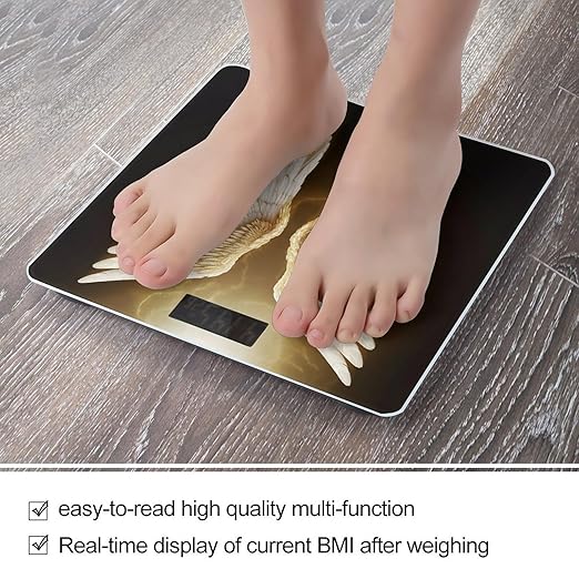 Angel Wing Scale for Body Weight Safe Rounded Corners Tempered Glass Digital Bathroom Scale LED Display 400lb Capacity Weight Scales with High Precision Sensors