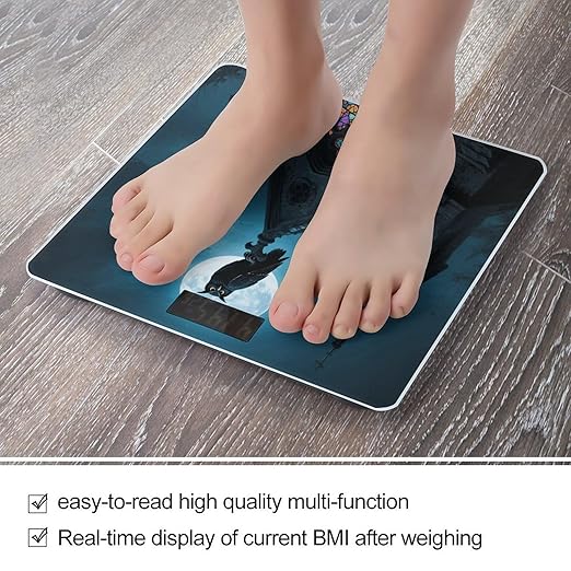 Black Owl on Church Weight Scale Large Digital Bathroom Scales with Bright LED Display Non Slip Digital Scale and Step On Fashion Weighing Machine for Body