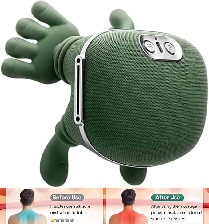 psycat 4D Neck and Shoulder Heat Massager Wireless Portable Neck Massager Relieves Muscle Pain Simulates Deep Tissue Massage of Human Hand for Home Office