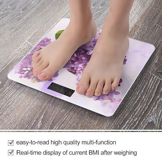 Lilac Flowers Scale for Body Weight Smart Scales Digital Bathroom Scale High Precision Weighing Scales with Large Display Weighing Machine for People