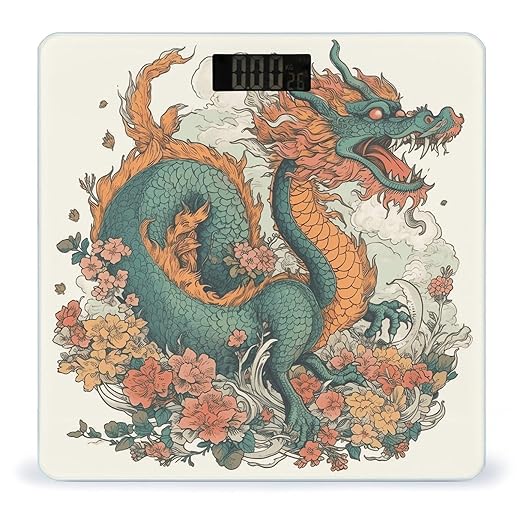 Flowers and Dragons Smart Scale for Body Weight Accurate Bathroom Scale with LED Display Digital Weight Scales Weighing Machine High Precision Scales for Bath Home