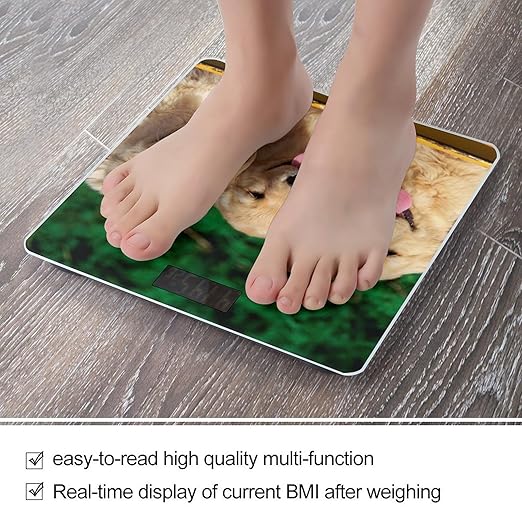 Golden Retriever Dogs Puppies Pets Scale for Body Weight Anti-Slip Sturdy Tempered Glass Weighing Machine Highly Digital Accurate Bright LCD Bathroom Scale for Household Gift