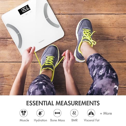 Tenergy Vitalis Body Fat Scale Digital Weight Bluetooth Connected APP Scale High Precision BMI Scale with Large Easy Read Backlit LCD Body Scale Max Weight 400 Pounds Compatible with iOS/Android