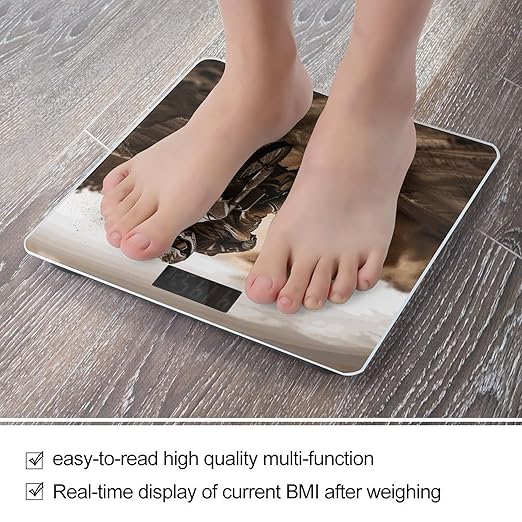 Motocross Digital Bathroom Scale for Body Weight with High Precision Digital Weighing Scale with BMI Clear LCD Display and Step-On Measures Weight Up to 180kg