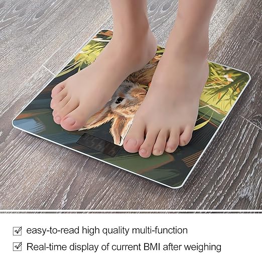 Rabbit Weight Scale Large Digital Bathroom Scales with Bright LED Display Non Slip Digital Scale and Step On Fashion Weighing Machine for Body